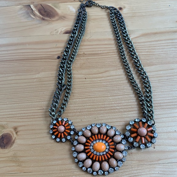 Jcrew round 3 stone double chain necklace